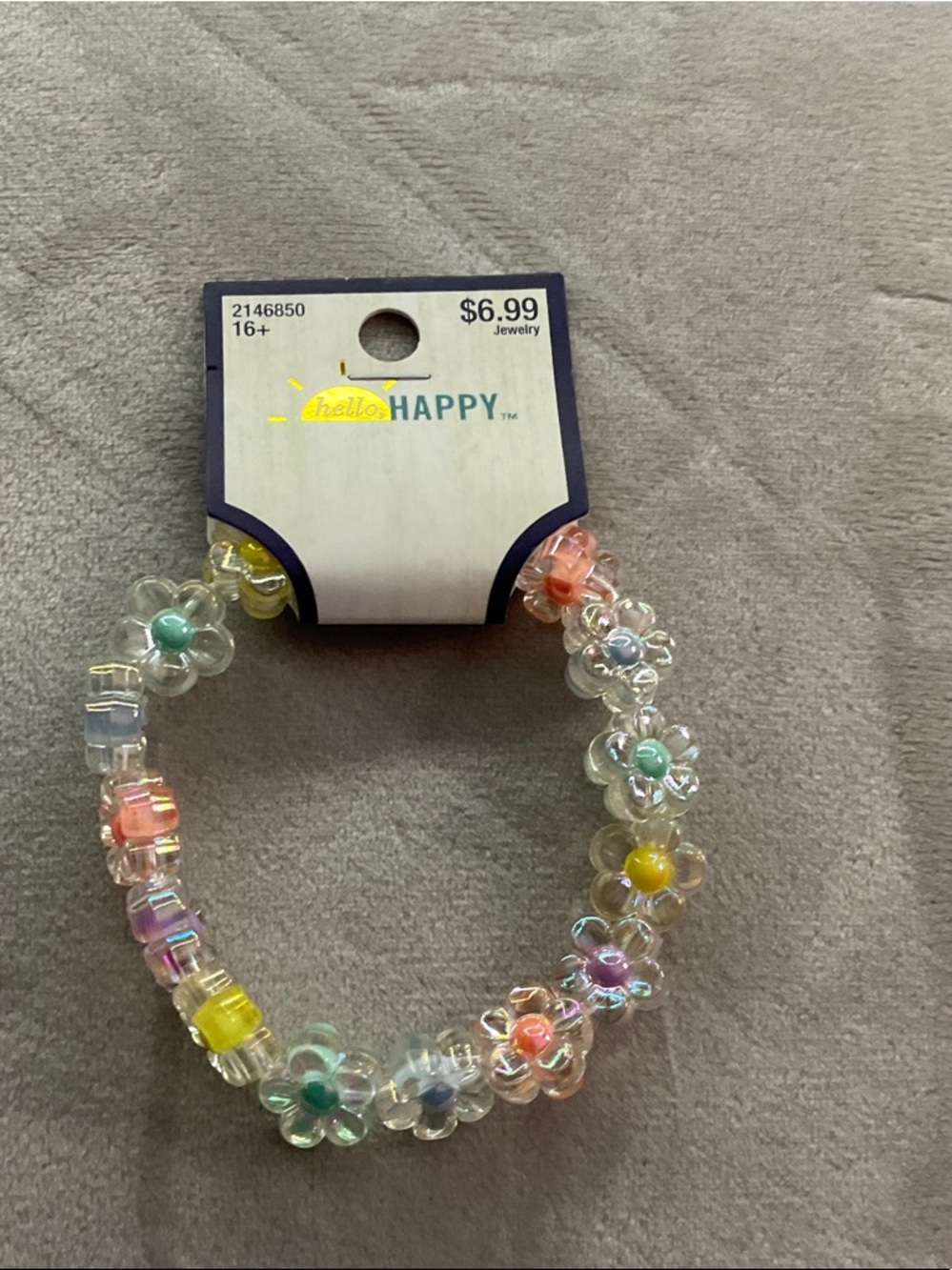 Hobby Lobby Clear Flower Stretch Bracelet with Pastel Centers